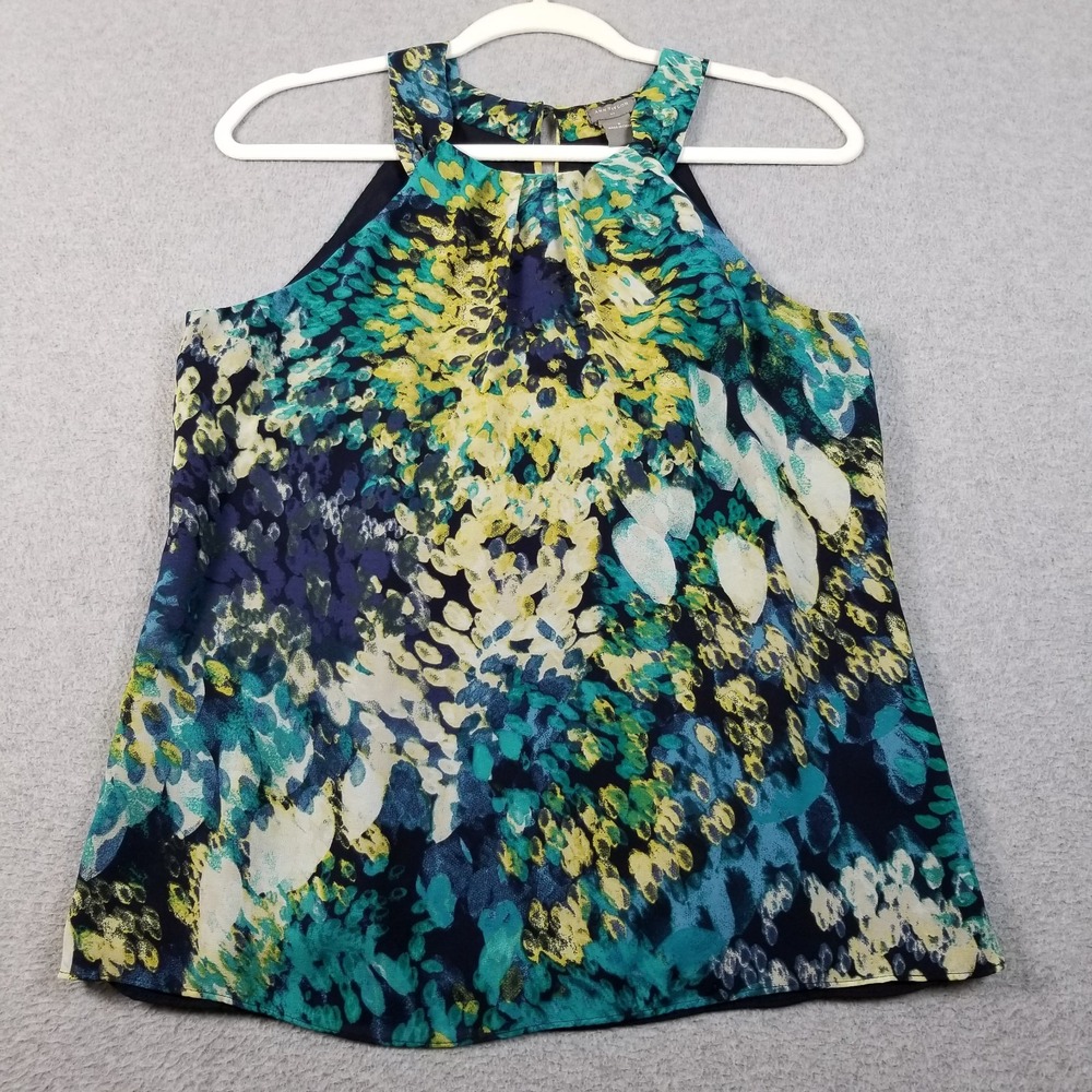 Ann Taylor Top Womens 6 Multicolor Abstract Sleeveless Halter Neck Going Out Fun